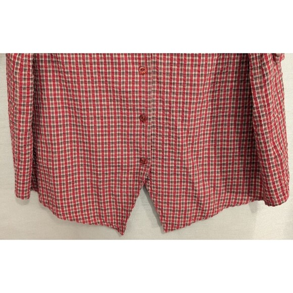 Basic Editions Plus Women's 2XL Red Plaid Shirt Button Up Short Sleeve Country - Picture 10 of 13